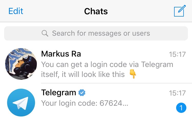Telegram 输入登录验证码